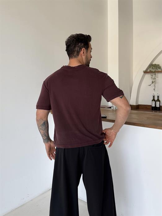 Bordo Yumuşak Doku Regular Tişört 8161 PNC