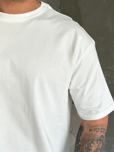 Ekru Düz Compak Oversize T-SHİRT SC
