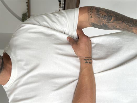 Ekru Düz Pamuk Oversize T-SHİRT SC