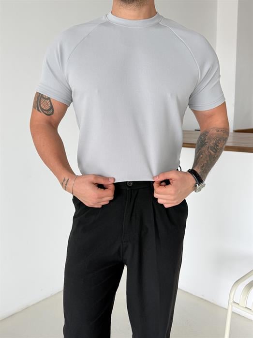 Gri Reglan Crep Tişört MSS