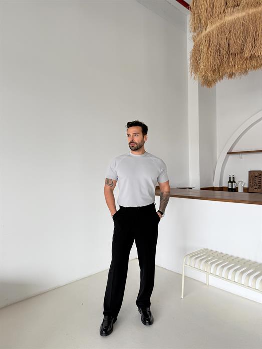 Gri Reglan Crep Tişört MSS