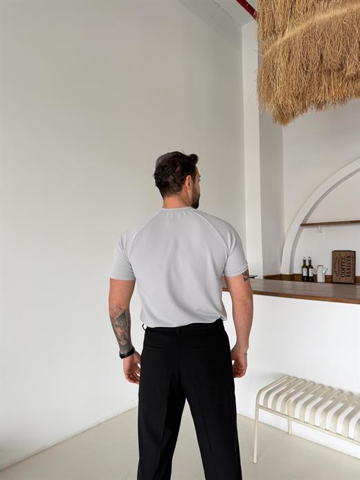 Gri Reglan Crep Tişört MSS