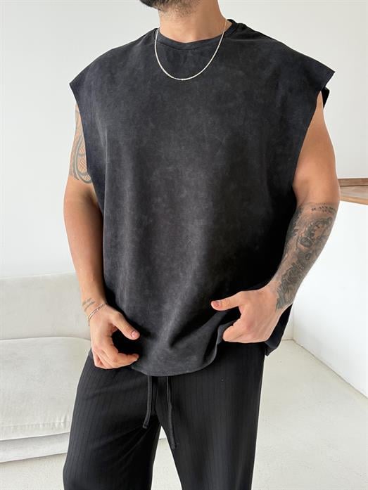 Gri Yıkamalı Sıfır Kol Atlet VMS V70-144