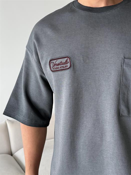 Gri Young Nakışlı Oversize Tişört VMS V70-150