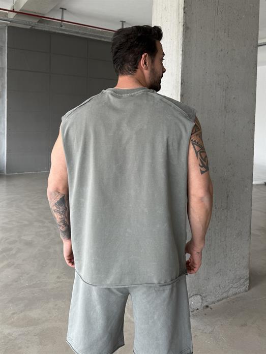 Haki İki İplik Yıkamalı Atlet PLZ 26186