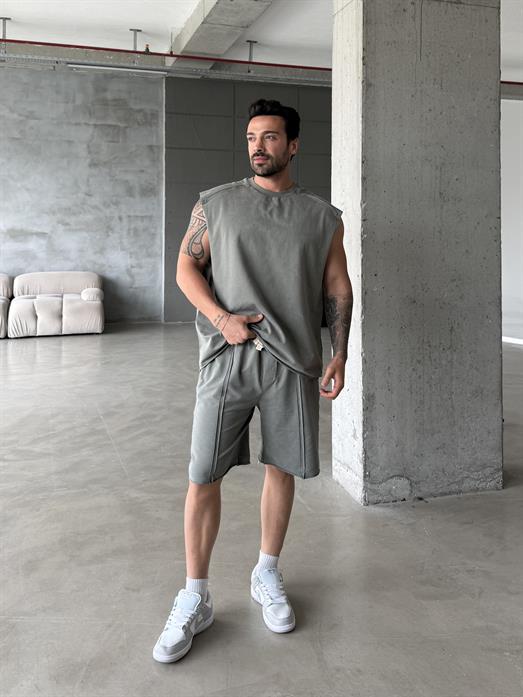 Haki İki İplik Yıkamalı Atlet PLZ 26186