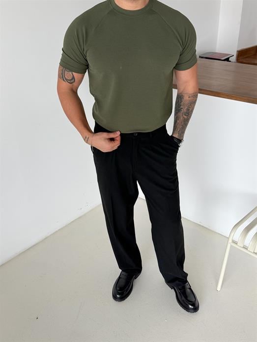 Haki Reglan Crep Tişört MSS