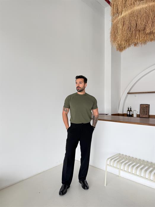 Haki Reglan Crep Tişört MSS