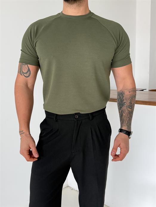 Haki Reglan Crep Tişört MSS