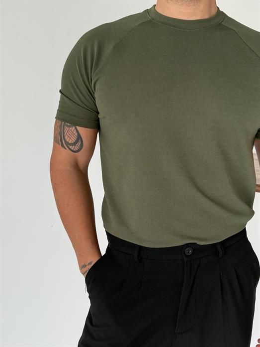 Haki Reglan Crep Tişört MSS