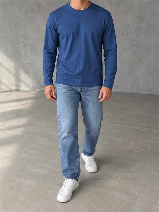 İndigo Uzun Kollu Pamuk Basic T-Shirt GST 0701
