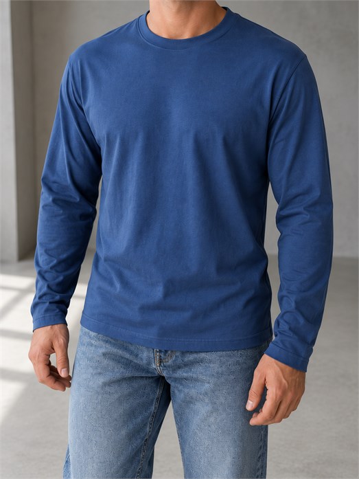 İndigo Uzun Kollu Pamuk Basic T-Shirt GST 0701