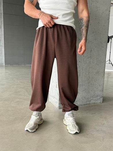 Kahve Basic Kelepçe Paça Bol Eşofman SC