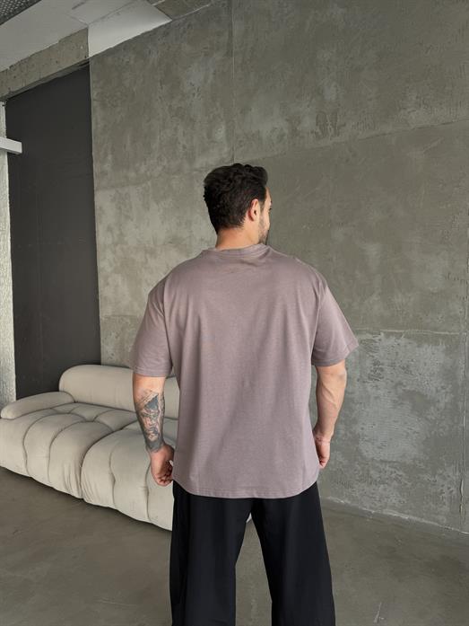 Kahve Düz Compak Oversize T-SHİRT SC