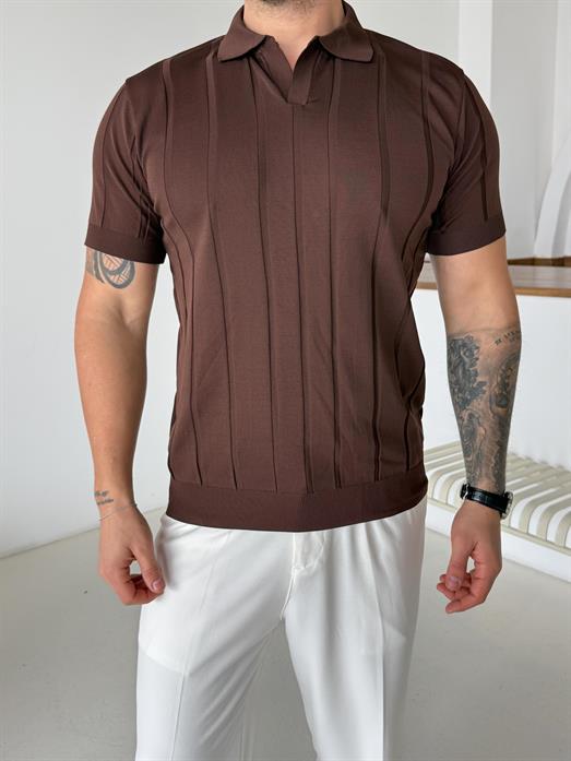 Kahve Hemşire Yaka Triko TK