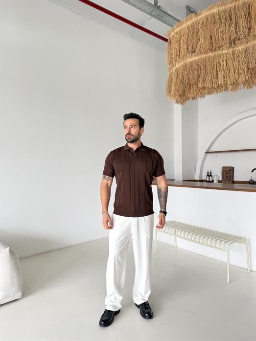 Kahve Hemşire Yaka Triko TK