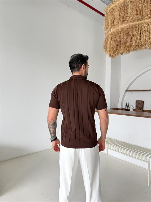 Kahve Hemşire Yaka Triko TK