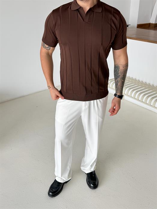 Kahve Hemşire Yaka Triko TK