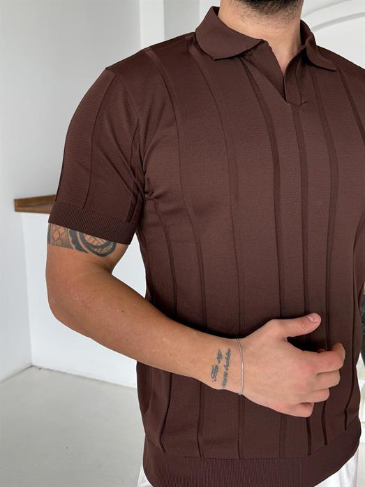 Kahve Hemşire Yaka Triko TK