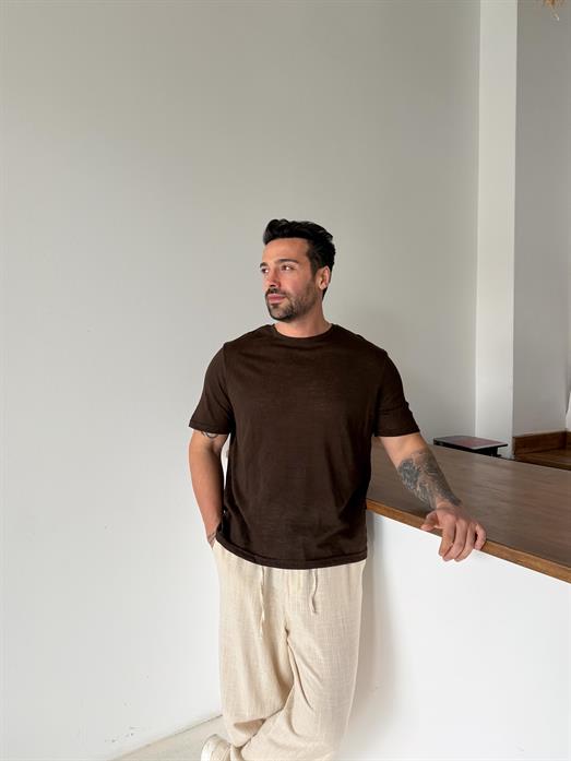 Kahve Maris Triko Kısa Kol Antioch 9449