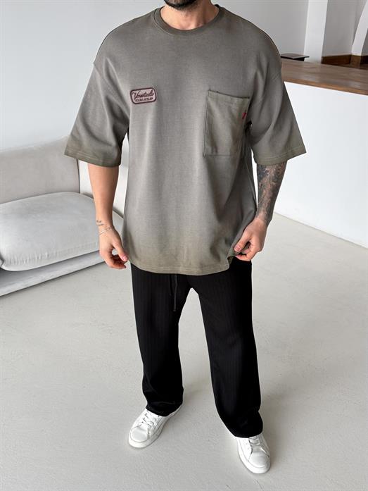 Kahve Young Nakışlı Oversize Tişört VMS V70-150