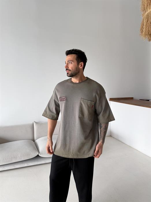 Kahve Young Nakışlı Oversize Tişört VMS V70-150