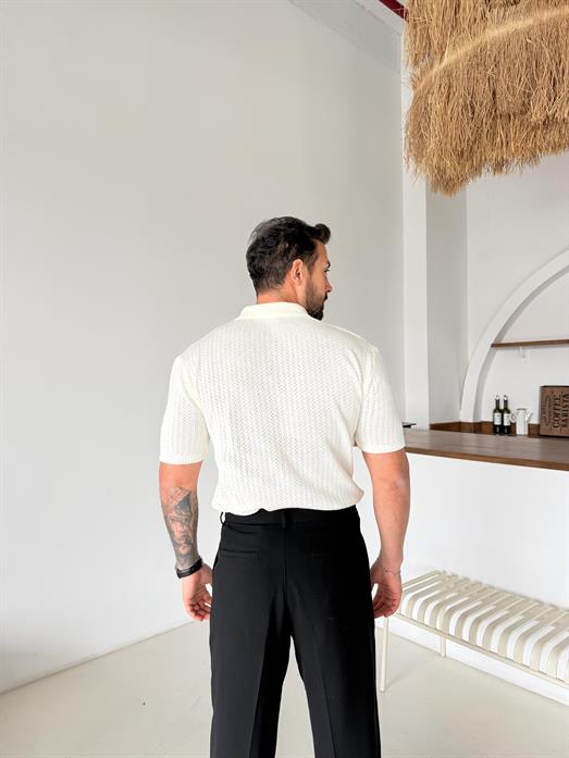 Kemik Patlı Acurlu Üç Düğme Pamuk Triko SNZ T7285