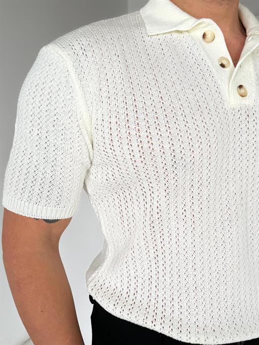 Kemik Patlı Acurlu Üç Düğme Pamuk Triko SNZ T7285