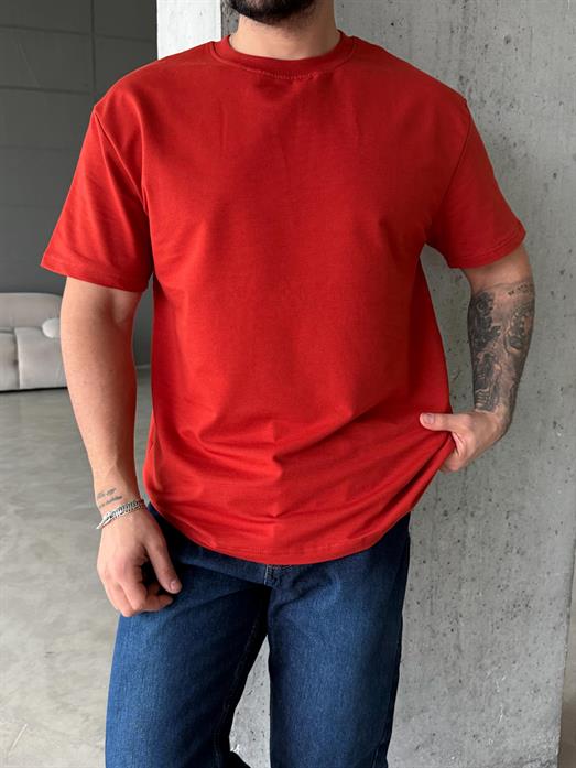 Kırmızı Compak Pamuk Oversize T-SHIRT KHL