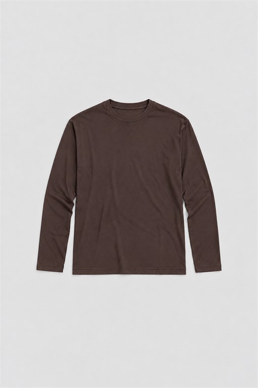 KoyuKahve Uzun Kollu Pamuk Basic T-Shirt GST 0701