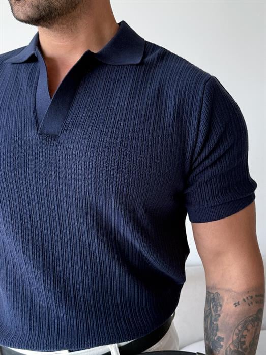 Lacivert Açma yaka triko Antioch 3172