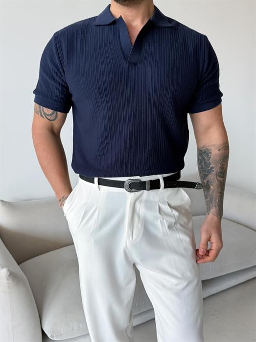 Lacivert Açma yaka triko Antioch 3172