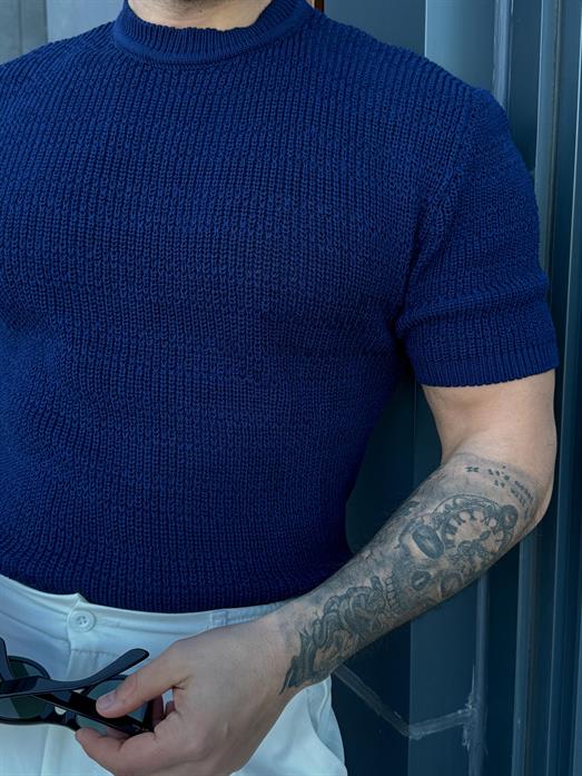 Lacivert Çelik Pamuk Triko Slim Fit SNZ 7281