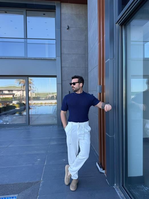 Lacivert Çelik Pamuk Triko Slim Fit SNZ 7281