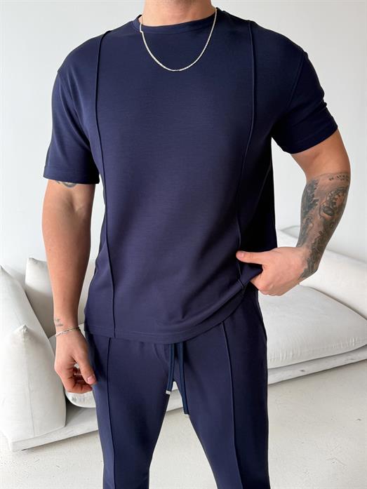 Lacivert Çimalı Oysho Regular Fit Tişört LNS 37099