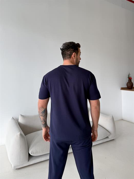 Lacivert Çimalı Oysho Regular Fit Tişört LNS 37099