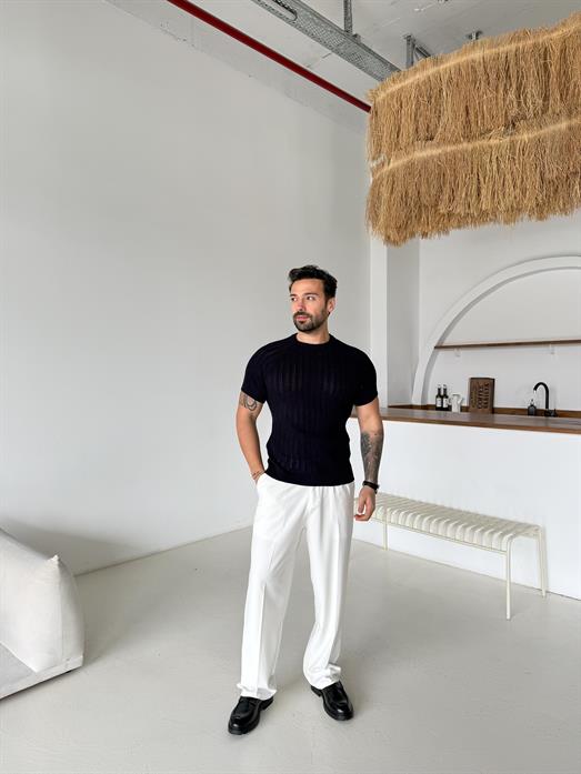 Lacivert Desenli İtalyan Pamuk Triko SNZ  T7284