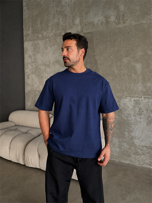 Lacivert Düz Compak Oversize T-SHİRT SC