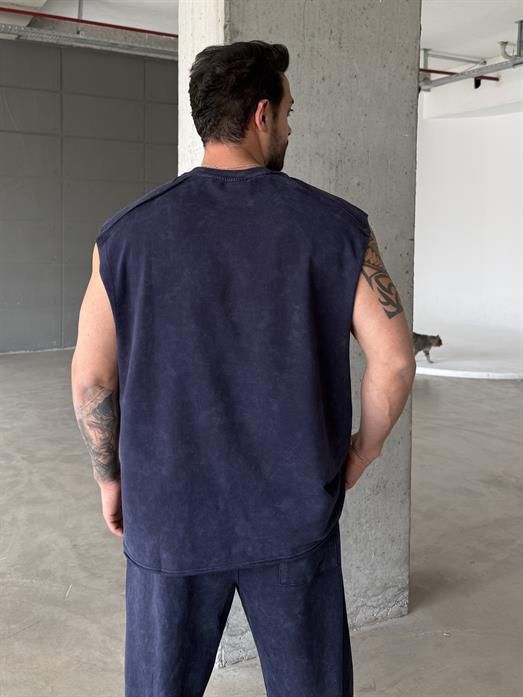 Lacivert İki İplik Yıkamalı Atlet PLZ 26186