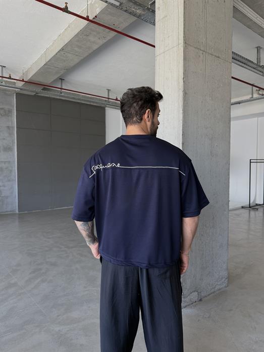 Lacivert Oysho Nakışlı Tişört 8156 PNC