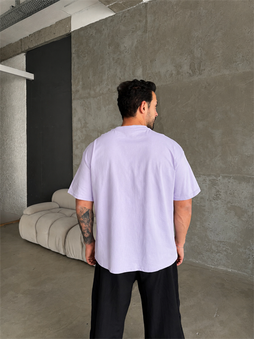 Lila Düz Compak Oversize T-SHİRT SC