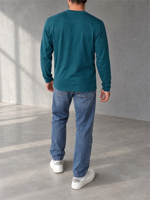 Petrol Uzun Kollu Pamuk Basic T-Shirt GST 0701