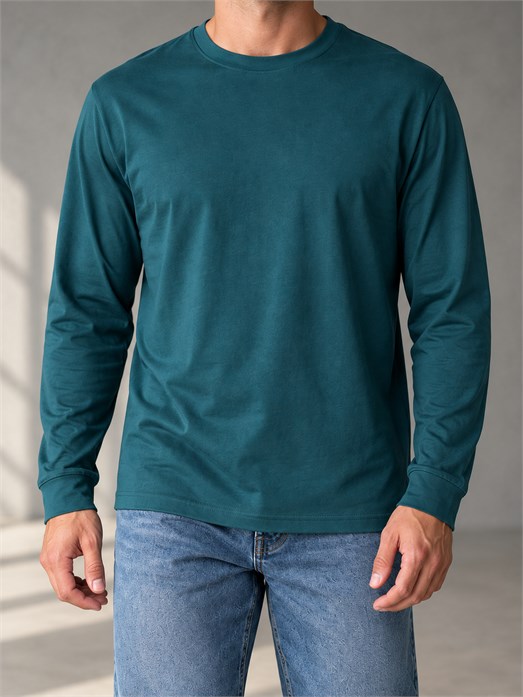 Petrol Uzun Kollu Pamuk Basic T-Shirt GST 0701