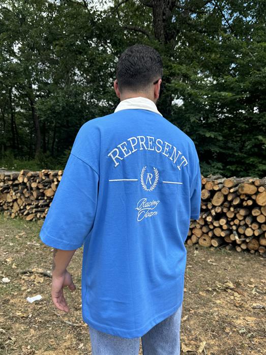 Saksmavi Sırt REPRESENT Baskılı Oversize Polo Yaka PNC 8106