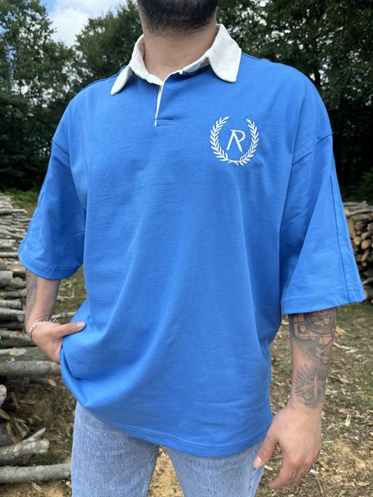 Saksmavi Sırt REPRESENT Baskılı Oversize Polo Yaka PNC 8106