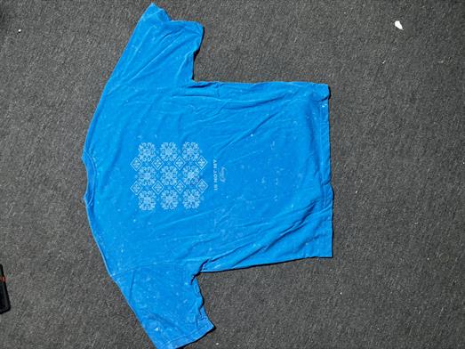 Saksmavi Yıkamalı Sırt Motif Baskılı Oversize T-SHIRT PNC 8134