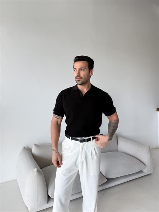 Siyah Açma yaka triko Antioch 3172