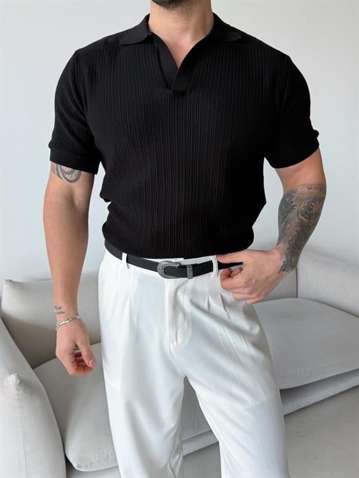 Siyah Açma yaka triko Antioch 3172