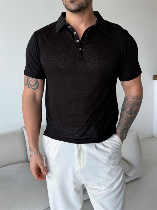 Siyah Basic Martin Polo Triko Antioch 9448