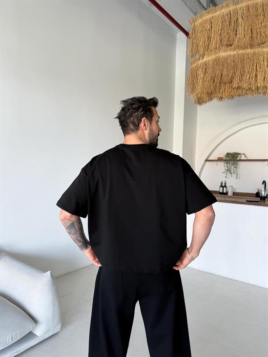Siyah Boys Baskılı Boxy Kalıp Tişört BRR 20217